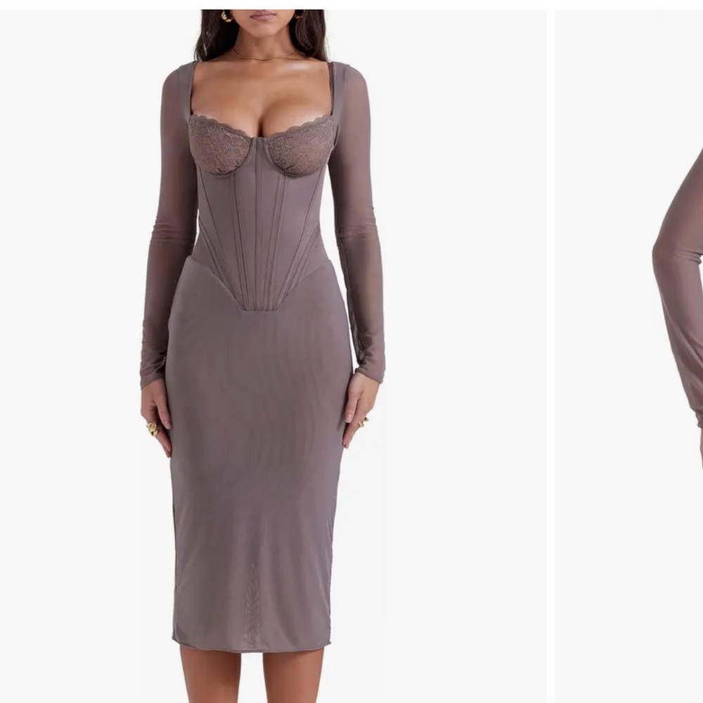 House of CB Safran Sleeve Corset Dress NWT